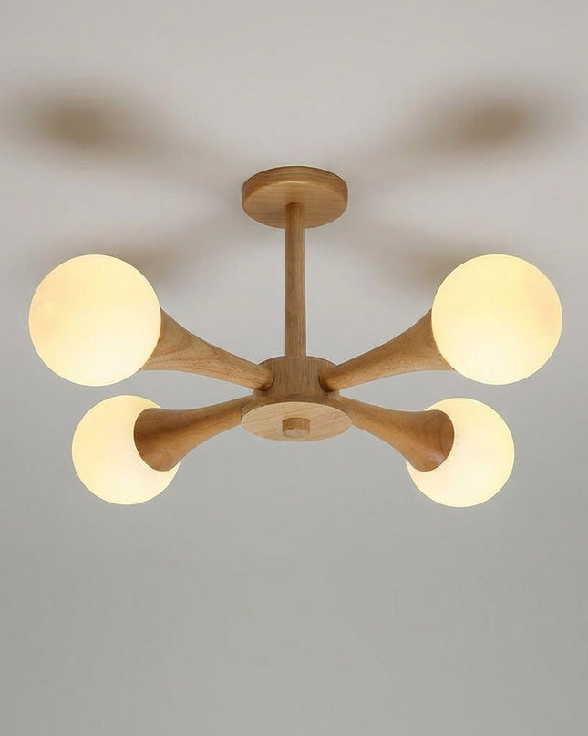 Lampa wisząca z drewna i szkła o średnicy 40 cm, idealna do nowoczesnego salonu i jadalni 4