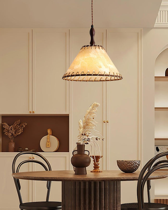 Lampa Wisząca z Drewna i Tkaniny – Nowoczesny Design do Wnętrz 5