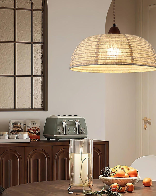 Lampa Wisząca z Drewna i Tkaniny – Nowoczesny Design do Wnętrz 7