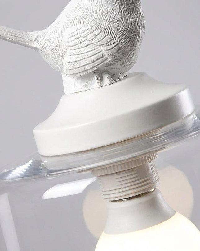Lampa wisząca z LED i szklanym kloszem z detalem ptaków, nowoczesne oświetlenie do salon 2
