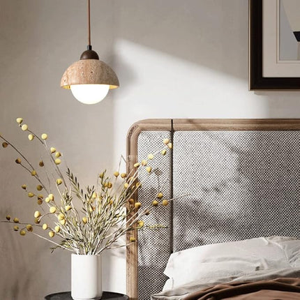 Lampa Wisząca z Naturalnego Marmuru i Drewna Orzechowego – Elegancka Dekoracja Wnętrz 2