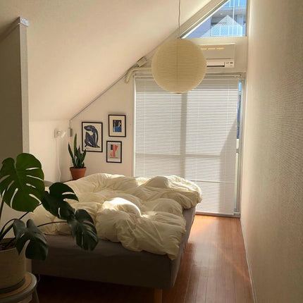 Lampa wisząca z prążkowanym kloszem z papieru ryżowego, minimalistyczne oświetlenie do kuch 3