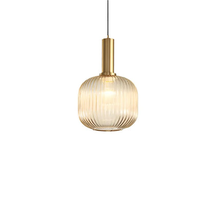 Lampa wisząca z żebrowanego szkła E27 w eleganckim cylindrycznym kształcie, idealna 10