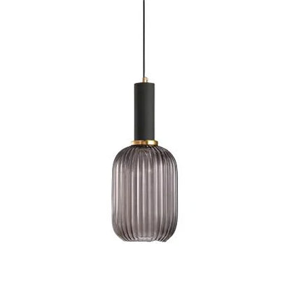 Lampa wisząca z żebrowanego szkła E27 w eleganckim cylindrycznym kształcie, idealna 13