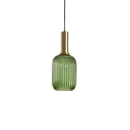 Lampa wisząca z żebrowanego szkła E27 w eleganckim cylindrycznym kształcie, idealna 17