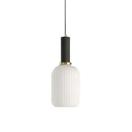 Lampa wisząca z żebrowanego szkła E27 w eleganckim cylindrycznym kształcie, idealna 18