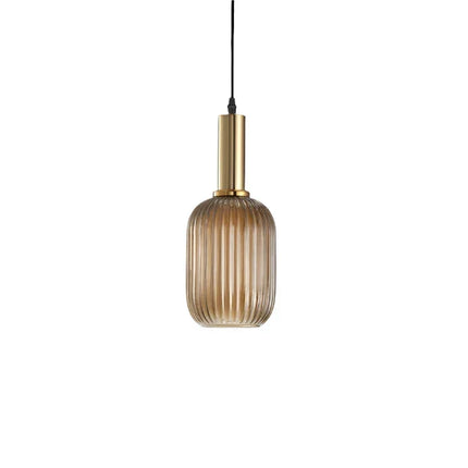 Lampa wisząca z żebrowanego szkła E27 w eleganckim cylindrycznym kształcie, idealna 20