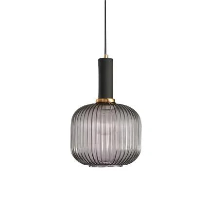 Lampa wisząca z żebrowanego szkła E27 w eleganckim cylindrycznym kształcie, idealna 23