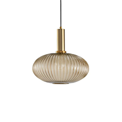 Lampa wisząca z żebrowanego szkła E27 w eleganckim cylindrycznym kształcie, idealna 24