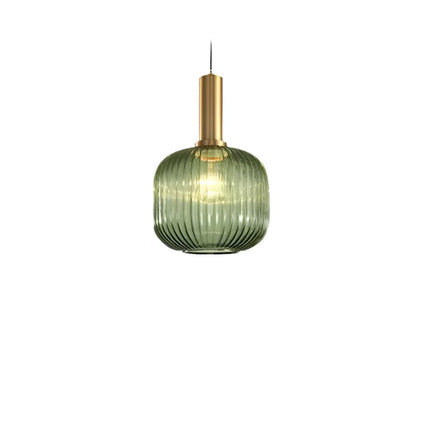 Lampa wisząca z żebrowanego szkła E27 w eleganckim cylindrycznym kształcie, idealna 26