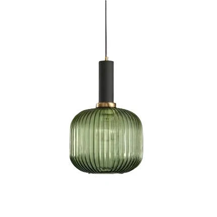 Lampa wisząca z żebrowanego szkła E27 w eleganckim cylindrycznym kształcie, idealna 27