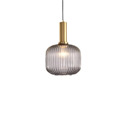 Lampa wisząca z żebrowanego szkła E27 w eleganckim cylindrycznym kształcie, idealna 9