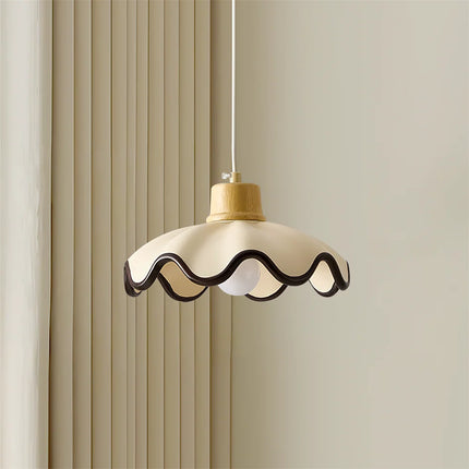 Lampa wisząca z żywicy i drewna o nowoczesnym designie, regulowana wysokość, idealna do oświetlen 0