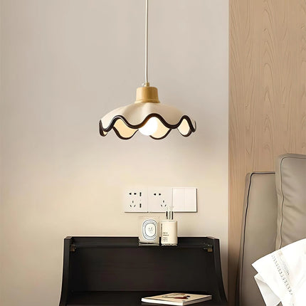 Lampa wisząca z żywicy i drewna o nowoczesnym designie, regulowana wysokość, idealna do oświetlen 5