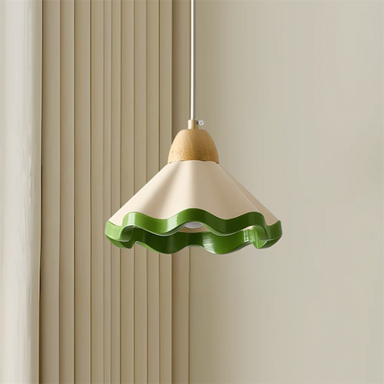 Lampa wisząca z żywicy i drewna o nowoczesnym designie, regulowana wysokość, idealna do oświetlen 9
