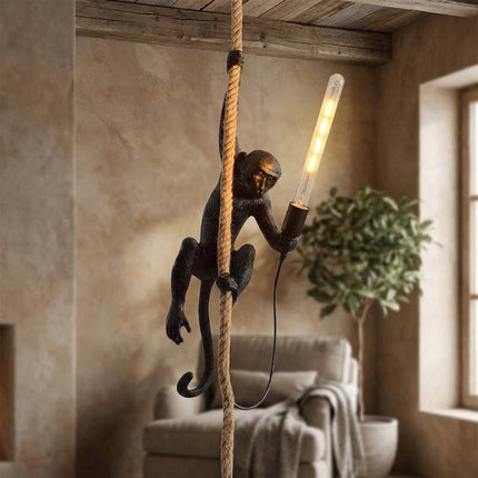 Lampa wisząca z żywicy w kształcie małpy, styl Art Deco, idealna do salonu, z ciep 1