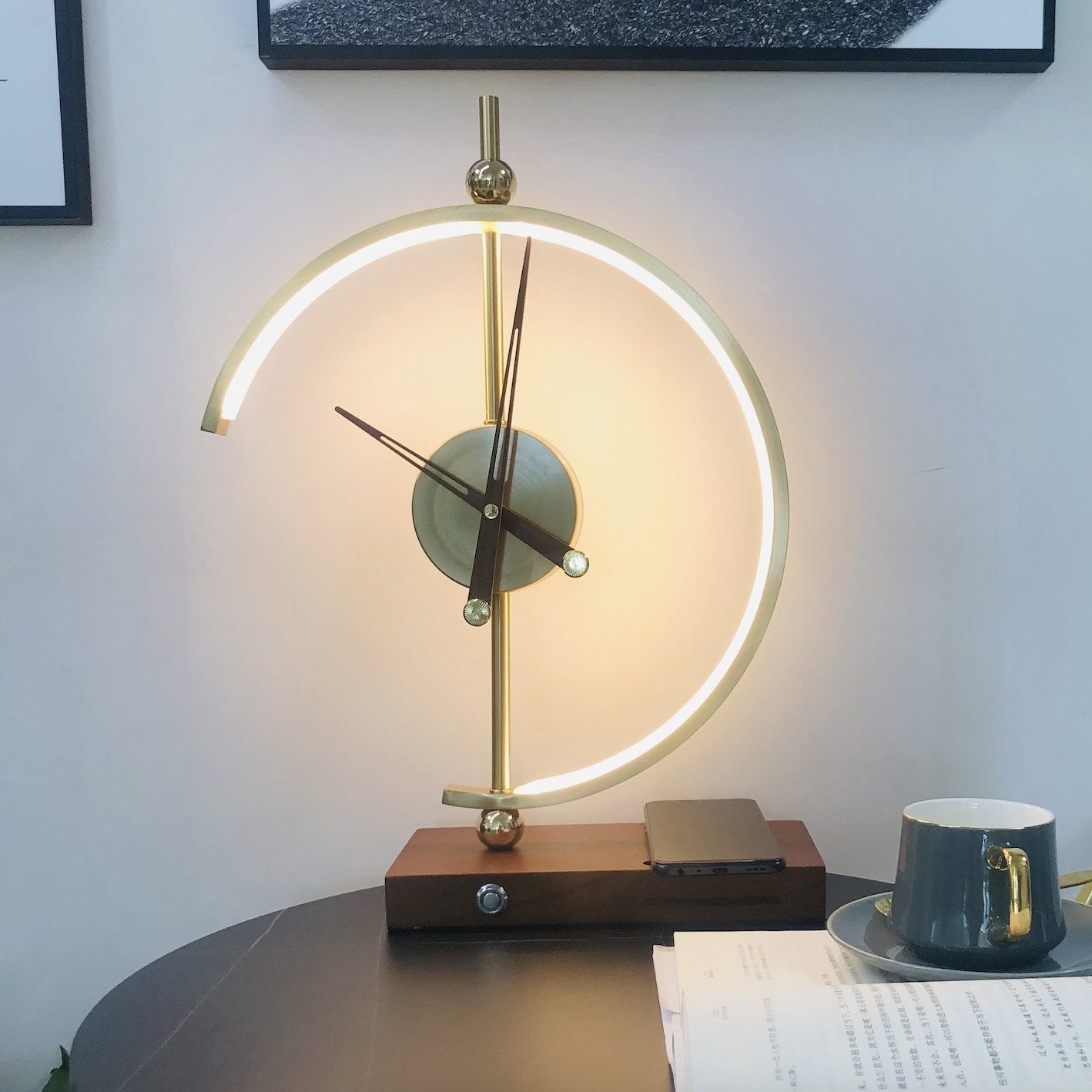 LED Clock Lamp with Wireless Charger – Modern Design, Brightness Adjus ...
