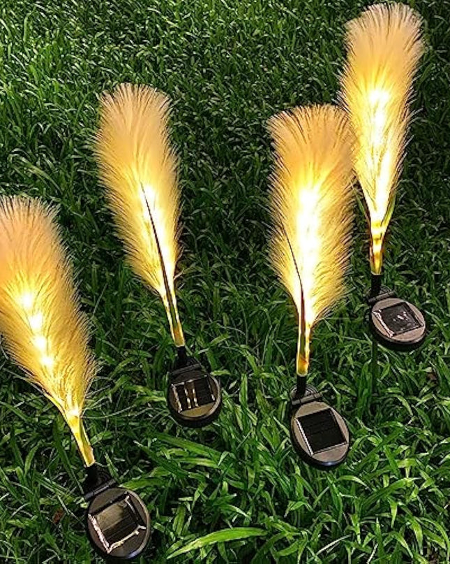 Lampa Zewnętrzna Solarna z Trzciny Światłowodowej - 4 Sztuki, Ekologiczne Oświetlenie do Ogrodu i Patia 2