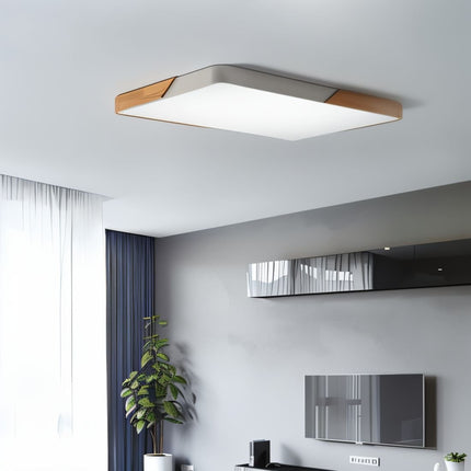 Lampa sufitowa LED z ramą drewnianą – nowoczesny, minimalistyczny design do sypialni i salonu 1