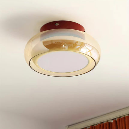 Lampa sufitowa z wbudowaną diodą LED i okrągłym szklanym kloszem – nowoczesny metalowy design do sypialni i salonu 8