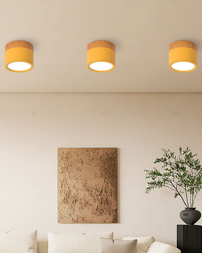 Lampa sufitowa z wbudowanym oświetleniem LED i drewnianym akcentem – nowoczesne oświetlenie w stylu skandynawskim do wystroju domu 13