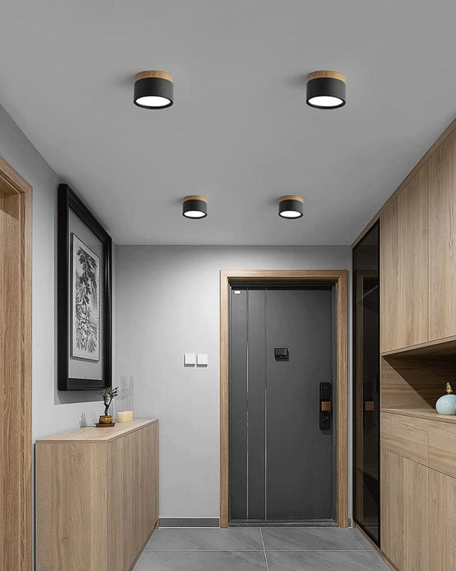 Lampa sufitowa z wbudowanym oświetleniem LED i drewnianym akcentem – nowoczesne oświetlenie w stylu skandynawskim do wystroju domu 5