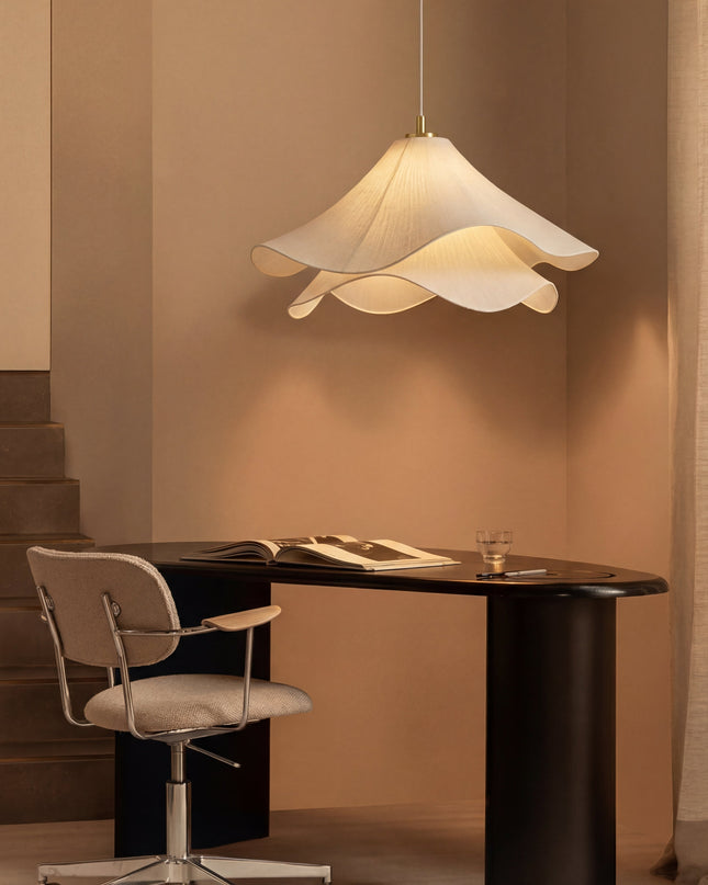 Lampa wisząca Flower z regulowaną wysokością – nowoczesna lampa wisząca z tkaniny do przytulnych jadalni 0