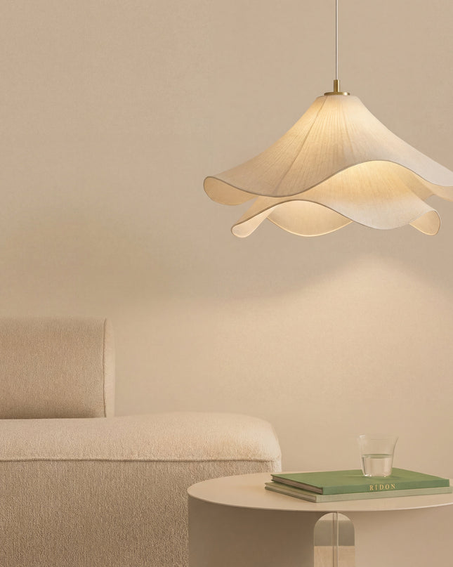 Lampa wisząca Flower z regulowaną wysokością – nowoczesna lampa wisząca z tkaniny do przytulnych jadalni 2