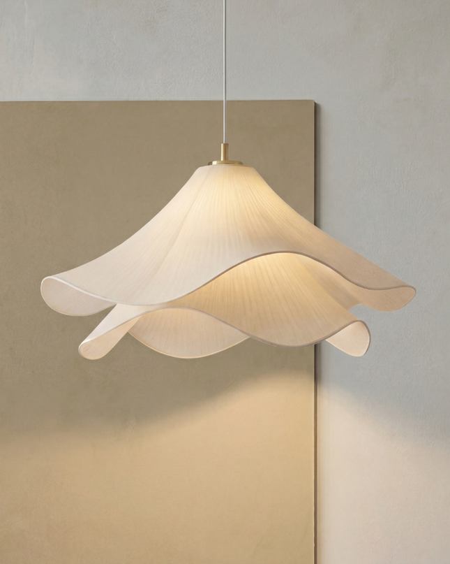 Lampa wisząca Flower z regulowaną wysokością – nowoczesna lampa wisząca z tkaniny do przytulnych jadalni 3