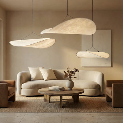 Lampa wisząca Japandi z jedwabnym kloszem i kompatybilnością z diodami LED – czarna lampa wisząca do kuchni i jadalni 2