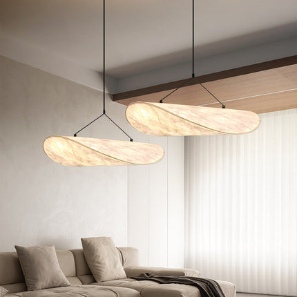 Lampa wisząca Japandi z jedwabnym kloszem i kompatybilnością z diodami LED – czarna lampa wisząca do kuchni i jadalni 3