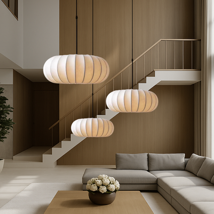 Lampa wisząca Silk z ciepłym światłem LED – regulowana, nowoczesna, minimalistyczna konstrukcja – dostępna w rozmiarach 30 cm, 40 cm i 50 cm 3