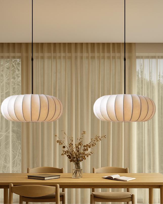 Lampa wisząca Silk z ciepłym światłem LED – regulowana, nowoczesna, minimalistyczna konstrukcja – dostępna w rozmiarach 30 cm, 40 cm i 50 cm 4
