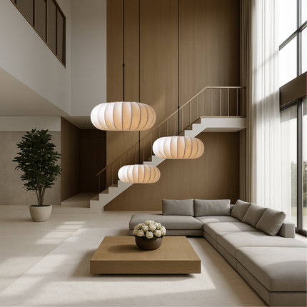 Lampa wisząca Silk z ciepłym światłem LED – regulowana, nowoczesna, minimalistyczna konstrukcja – dostępna w rozmiarach 30 cm, 40 cm i 50 cm 6