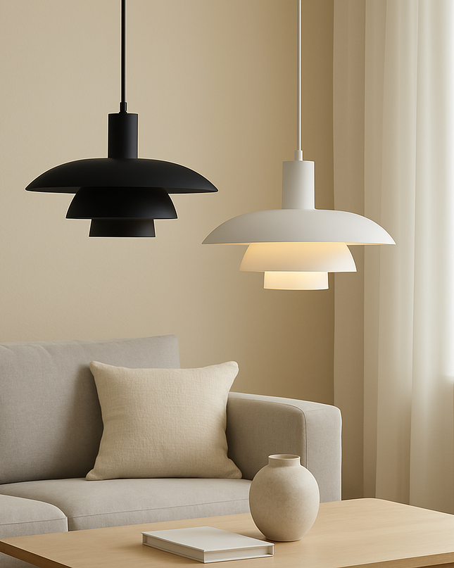 Lampa wisząca w stylu duńskim z wbudowanym oświetleniem LED – ściemnialna, metalowa lampa do wyspy kuchennej – średnica 29 cm lub 39 cm 1