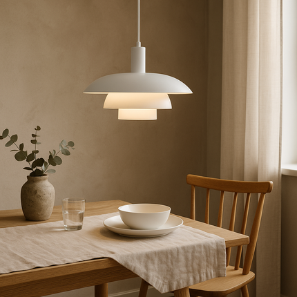 Lampa wisząca w stylu duńskim z wbudowanym oświetleniem LED – ściemnialna, metalowa lampa do wyspy kuchennej – średnica 29 cm lub 39 cm 11