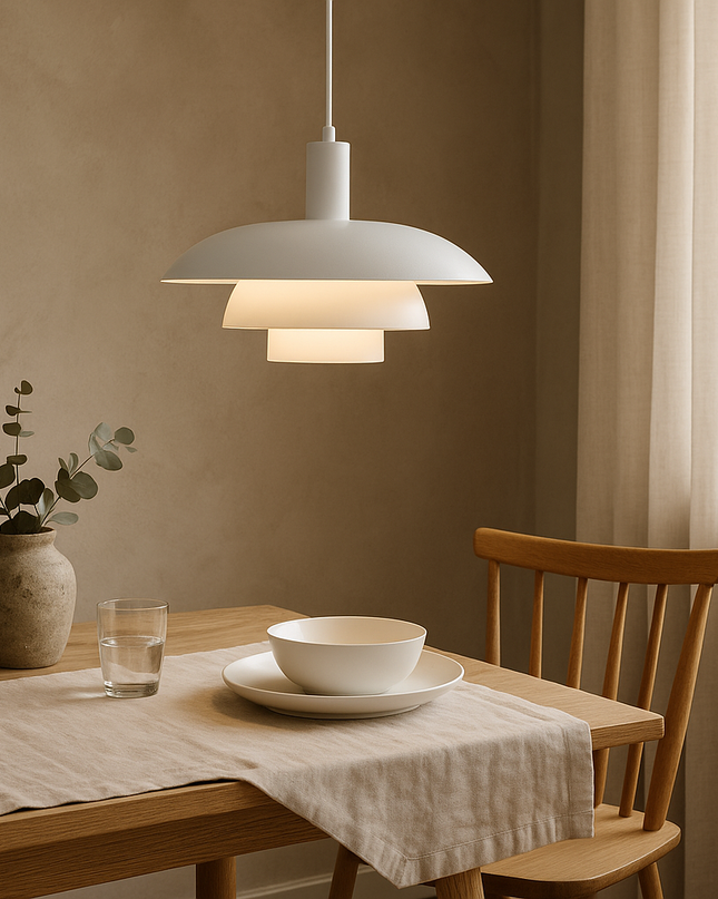 Lampa wisząca w stylu duńskim z wbudowanym oświetleniem LED – ściemnialna, metalowa lampa do wyspy kuchennej – średnica 29 cm lub 39 cm 11