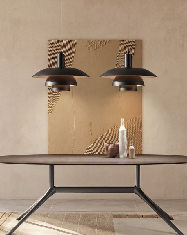 Lampa wisząca w stylu duńskim z wbudowanym oświetleniem LED – ściemnialna, metalowa lampa do wyspy kuchennej – średnica 29 cm lub 39 cm 2