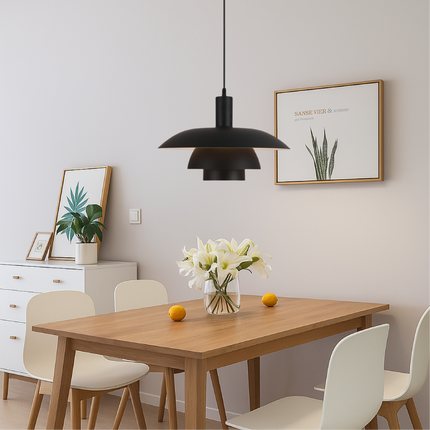 Lampa wisząca w stylu duńskim z wbudowanym oświetleniem LED – ściemnialna, metalowa lampa do wyspy kuchennej – średnica 29 cm lub 39 cm 3
