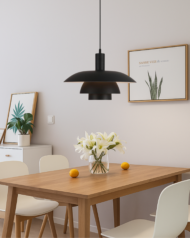 Lampa wisząca w stylu duńskim z wbudowanym oświetleniem LED – ściemnialna, metalowa lampa do wyspy kuchennej – średnica 29 cm lub 39 cm 3