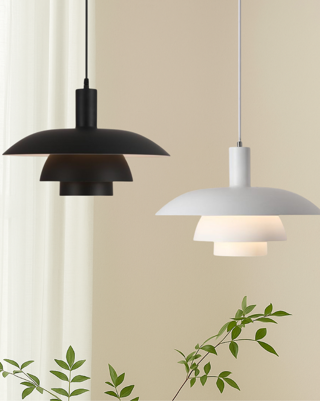 Lampa wisząca w stylu duńskim z wbudowanym oświetleniem LED – ściemnialna, metalowa lampa do wyspy kuchennej – średnica 29 cm lub 39 cm 4