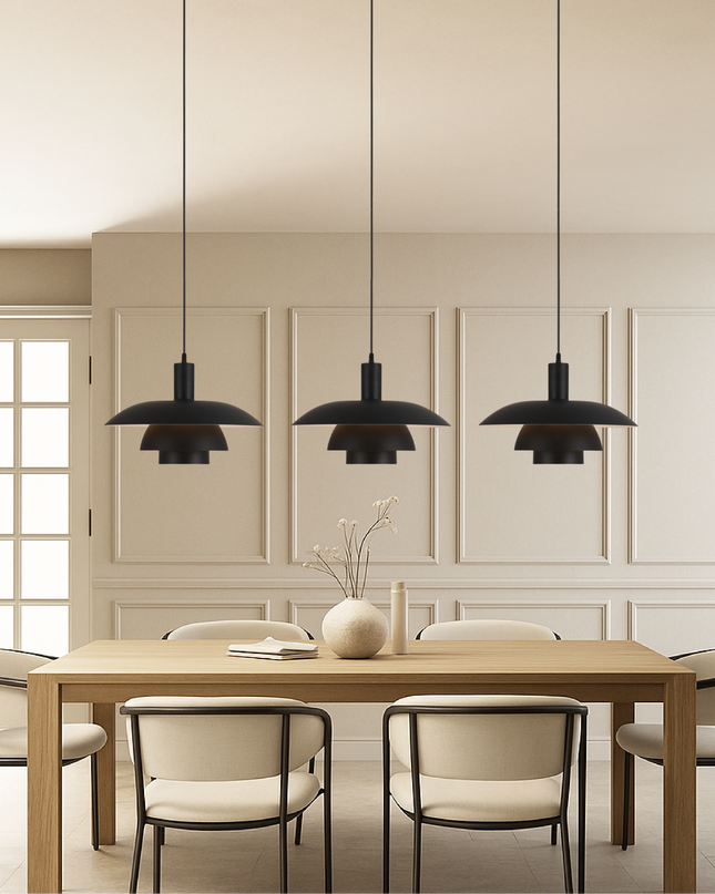 Lampa wisząca w stylu duńskim z wbudowanym oświetleniem LED – ściemnialna, metalowa lampa do wyspy kuchennej – średnica 29 cm lub 39 cm 5