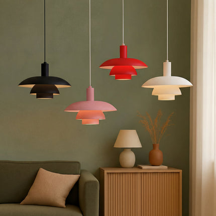 Lampa wisząca w stylu duńskim z wbudowanym oświetleniem LED – ściemnialna, metalowa lampa do wyspy kuchennej – średnica 29 cm lub 39 cm 6
