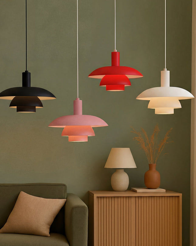 Lampa wisząca w stylu duńskim z wbudowanym oświetleniem LED – ściemnialna, metalowa lampa do wyspy kuchennej – średnica 29 cm lub 39 cm 6