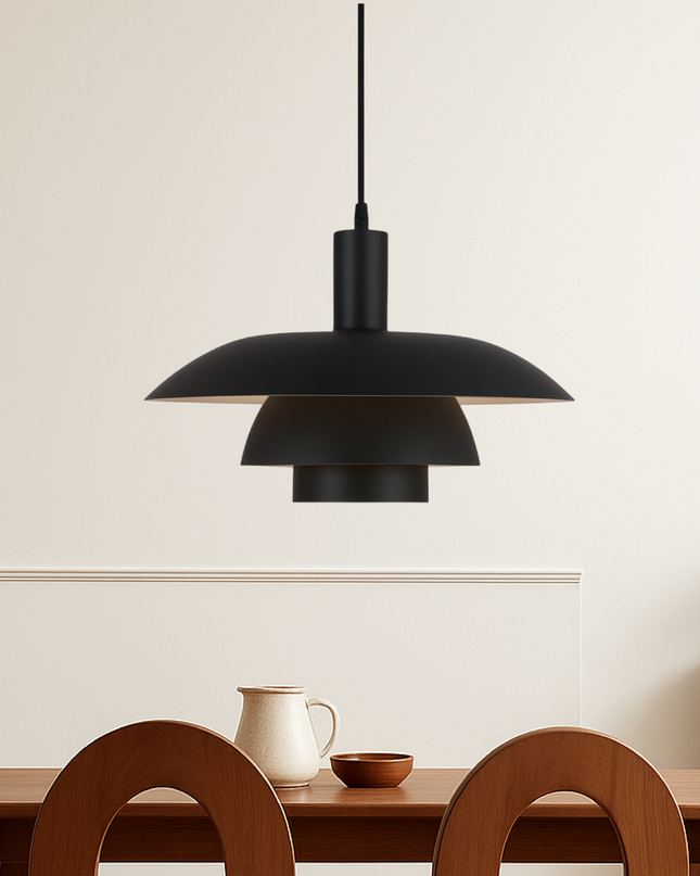 Lampa wisząca w stylu duńskim z wbudowanym oświetleniem LED – ściemnialna, metalowa lampa do wyspy kuchennej – średnica 29 cm lub 39 cm 7