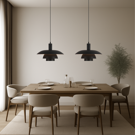 Lampa wisząca w stylu duńskim z wbudowanym oświetleniem LED – ściemnialna, metalowa lampa do wyspy kuchennej – średnica 29 cm lub 39 cm 8