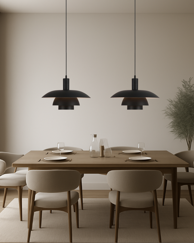 Lampa wisząca w stylu duńskim z wbudowanym oświetleniem LED – ściemnialna, metalowa lampa do wyspy kuchennej – średnica 29 cm lub 39 cm 8