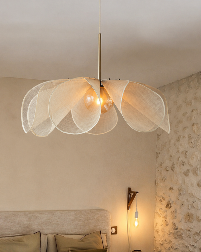 Lampa wisząca w stylu vintage z regulowanym kloszem z tkaniny – ciepłe oświetlenie LED do kuchni 5
