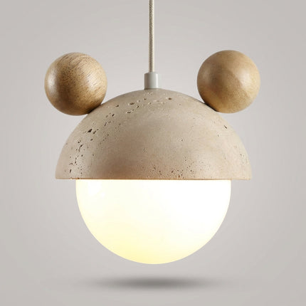 Lampa wisząca z ciepłym światłem LED i wykończeniem z naturalnego trawertynu – zabawny minimalistyczny design 2