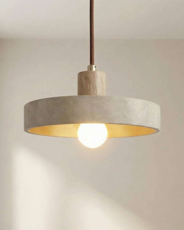Lampa wisząca z regulowaną wysokością i ciepłym światłem LED – minimalistyczna lampa wisząca z trawertynu inspirowana stylem Bauhaus 0